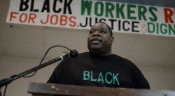 LA Black Worker Center's Jason Hill addresses its congress.