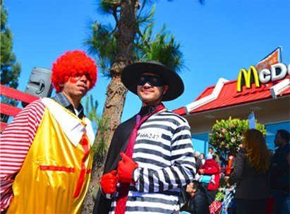 Street theater at McDonald's protest.