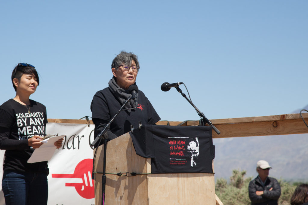Activist Pat Sakamoto, co-host of the 48th Manzanar Pilgrimage, whose mother was incarcerated at Manzanar. Photo by Joanne Kim