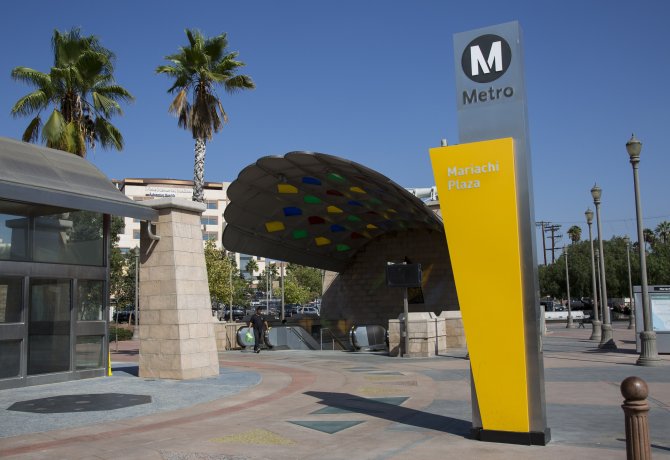 Mariachi Plaza Metro subway station, Boyle Heights. 