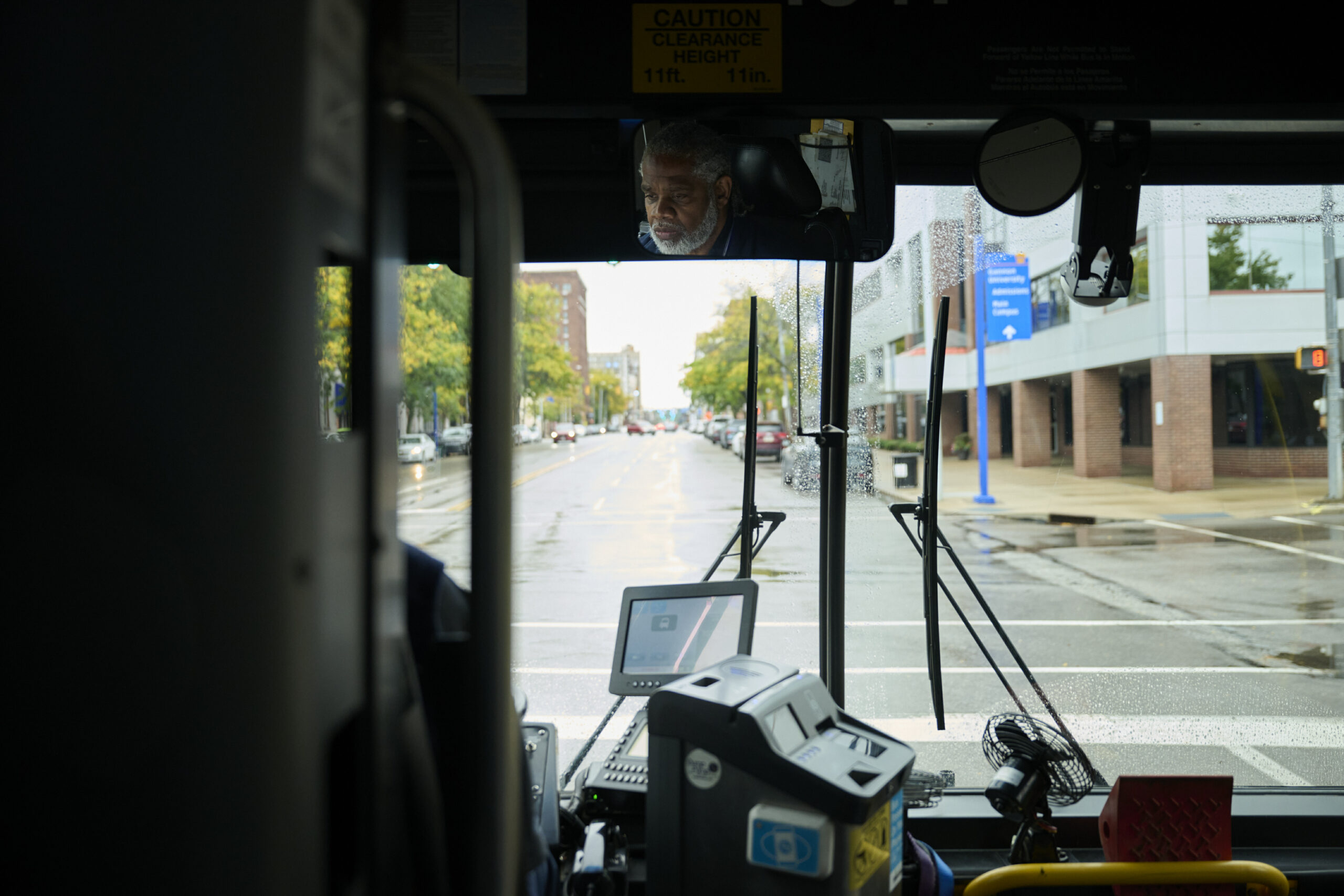 Bruce Johnson, who has been driving a bus for the Erie Metropolitan Transit Authority for the last 22 years, is supporting Harris in the election.